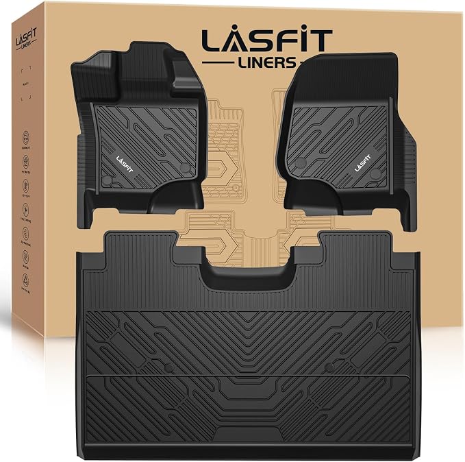 Floor Mats for Ford F-150 2015-2026 | F150 Lightning 2022-2025 SuperCrew (Rear w/o Fold Flat Storage) Carpet Floor All Weather Protector TPE Truck Liners- 1st & 2nd Row, 3pcs Black