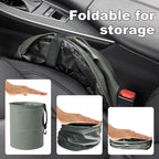 Collapsible Trash Can Car Garbage Bag - Leather Pop-up Car Trash Bin with Elastic Band - Hanging Foldable Garbage Can Vehicle Waste Basket Bin - Double-Layer Washable Bag for Cars Camping (Grey)