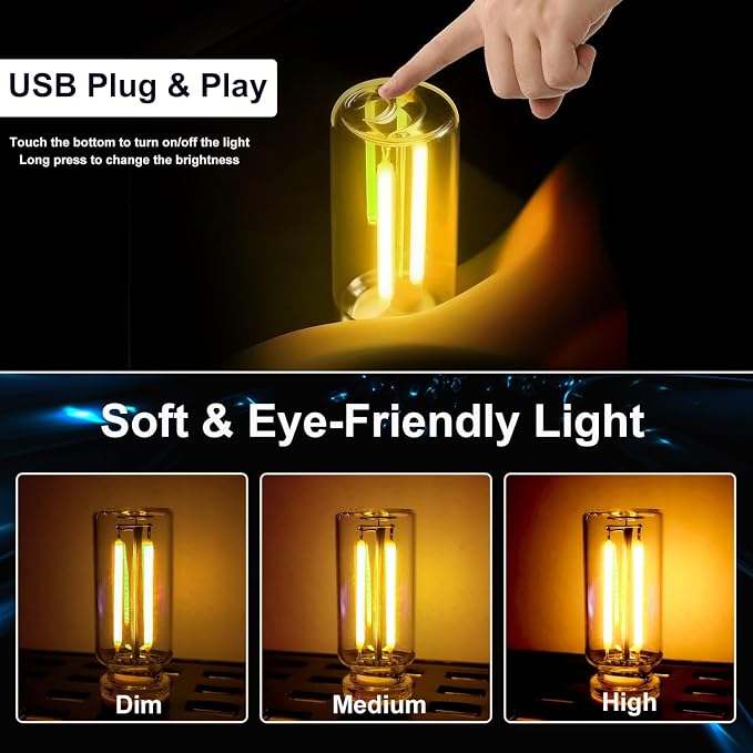 Hiseanllo 3PCS USB Car Interior Lights, Plug-in Glass Bottle Ambient Lamps for Cars, Portable Atmosphere Night Light, Universal Auto Interior Accessories (Yellow)