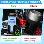 Cup Holder Expander for Car with Adjustable Holder & Base, Compatible with 10-64oz Yeti Ramblers, Hydro Flask, Nalgene, Stanley, Hold 2.9"-5.5" Large Bottles Mugs Food Drink, Car Cup Holder (2 pcs)