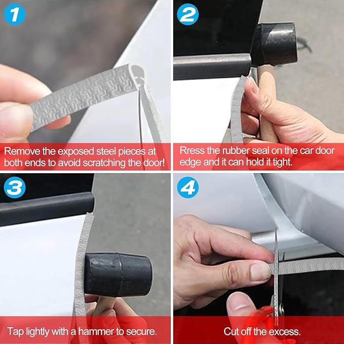 49Ft(15M) Long Car Door Edge Guards, U Shape Edge Trim Rubber Seal Protector Car Door Protection Anti-Collision Rubber Clips Easy to Cut No Need Adhesive Fit for Most Vehicles| Grey