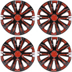 4-Pack 17 Inches Wheel Rim Cover Hubcaps,Redesign Fashion Style Replacement Hubcaps,Car Truck SUV Hub Accessories,Black&Red&Lacquer