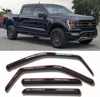 in-Channel Window Visors Rain Guards Compatible with Ford F150 Super Crew 15-23, F-150 Raptor/F250/F350/F-450/F550 Super Duty Crew 17-23 Wind Deflectors Vent Visor Sun Shades Window Shields