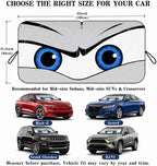 Car Windshield Sun Shade, Universal Fit Midsized Sedan SUV, Cool Gray | 63 x 31.5" Windshield Cover, Foldable Front Window Sunshade, UV Heat Protection, Cute Eyes Series