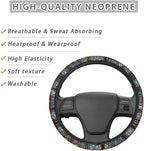 Aztec Highland Cow Sunflower Butterfly Car Steering Wheel Cover Soft Stretch Anti-Slip Washable Car Interior Accessory Universal Fit for Car SUV Trucks