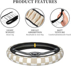 Brown White Checkered Car Steering Wheel Cover