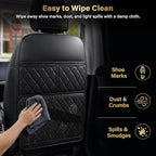 2 Pack Kick Mats Back Seat Protector, Seat Back Protector for Back of Front Seats Against Dirt, Scuffs & Scratches, 3 Storage Pockets, Easy to Clean, Black