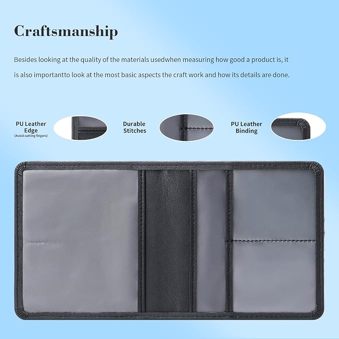 Car Registration & Insurance Card Holder Leather Auto Glove Box Organizer Document Wallet with Magnetic Shut (Black, Small) | Leather, Auto Glove Box Organizer, Document Wallet, Magnetic Shut