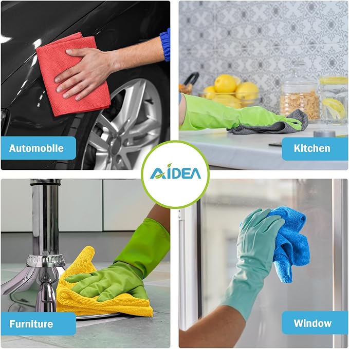 AIDEA Microfiber Cleaning Cloth Grey-100PK, Soft Absorbent Rags, Microfiber Towels for Cars, Kitchen Towels, Dusting Cloth for Home, Window, Cleaning Supplies, 12"×12"