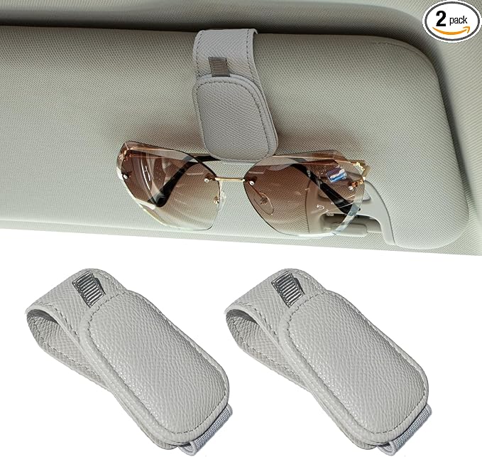 2 Packs Magnetic Sunglass Holder for Car Visor (Grey) | Magnetic Interior Car Accessories