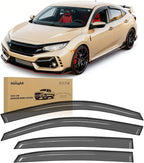 Window Visors Rain Guards for Honda Civic Hatchback 2016 2017 2018 2019 2020 2021, Outside Mount Window Vent Wind Deflectors Visors Shades for Fresh Air Circulation, Smoke Tinted, 4PCS