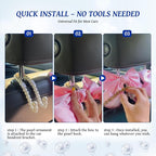 2 PCS Bow Pearl Car Seat Headrest Hook – Cute Purse Hook for Car, Girly Interior Decoration Accessories Hook Hanger, Seatback Holder for Purses & Bags, Elegant Car Organizer (Deep Blue)