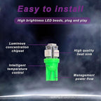 10 PCS Car Interior LED Light Bulb, T10 5050 5SMD LED Car Bulb Kit, Super Bright Automotive Led Replacement Bulbs for Dashboard Dome Map Door Courtesy License Plate Lights (Green)