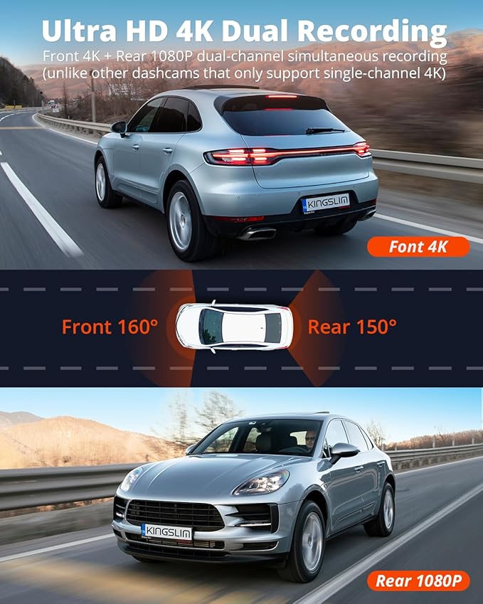 E4 4K Dash Cam Front and Rear, WiFi Front 4K Rear 1080P Dual Dash Camera for Cars, Mini Dashcam with APP Control, Night Vision, Parking Mode