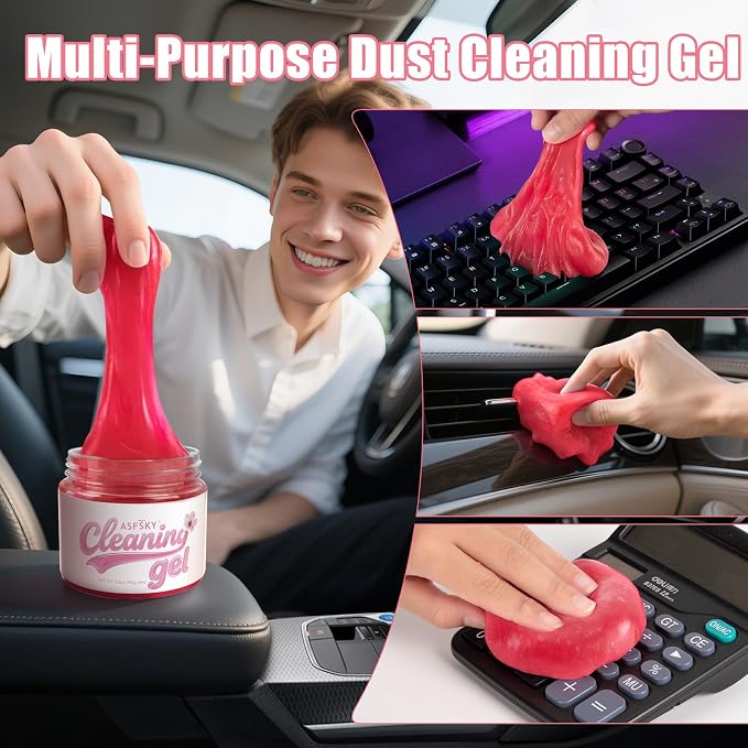 Car Cleaning Gel (Pink,Sakura) Cleaning Putty Universal Dust Cleaning Car Interior Cleaner Keyboard Dust Remover Car Slime Gifts for Men Women girl（1 pack）