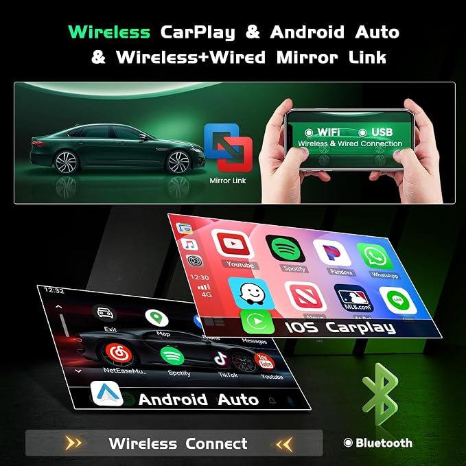 4+64GB Android 15 Car Radio for Toyota 4runner 2002-2009 Wireless Carplay Android Auto, 9" in-Cell Touch Screen Car Stereo with WiFi GPS BT Backup Camera