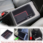 Car Center Console Organizer Tray Compatible with Audi Q4 E-Tron 2022 2023 2024 2025, ABS Front Rear Side Door Grab Handle Storage Box & Armrest Storage Tray With Anti-slip Mat Insert Accessories