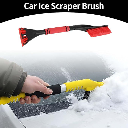 1pc 60x11cm Universal Car Ice Scraper Brush with Broom - SUV Snow Frost Remover for Car Truck RV Windscreen Side Window Anti Crash - Plastic Red Snow Shoveling Defrost Clearing