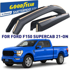 Goodyear Shatterproof in-Channel Window Deflectors for Ford F150 2021-2026 SuperCab, Rain Guards, Window Visors for Cars, Vent Deflector, Car Accessories, 4 pcs - GY008479