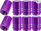 8PCS Tire Valve Stem Caps, with Rubber O-Ring, Corrosion Resistant Leak-Proof, Aluminum Alloy Universal Wheel Valve Covers for Cars, SUV, Trucks, Bikes, Motorcycles, Bicycles(Purple)