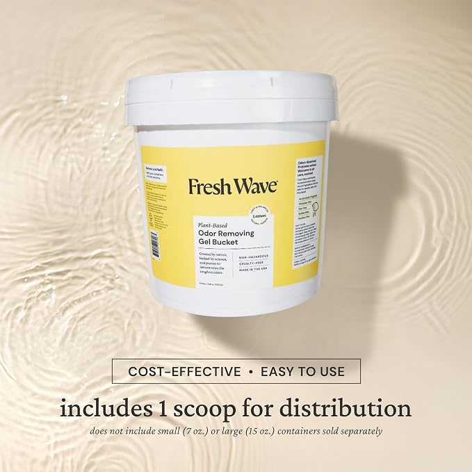 Odor Removing Gel Bucket, 15.5 lb. (248 oz.) | Lemon Scent Refill | Odor Absorbers for Home | Safer Odor Relief | Natural Plant-Based Odor Eliminator | For Cooking, Trash & Pets