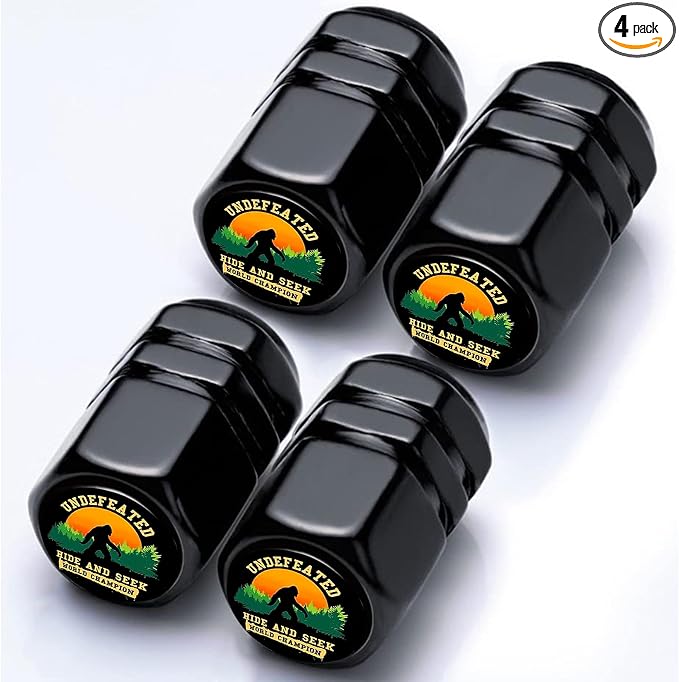 4Pack Compatible with Bigfoot Car Tire Valve Stem Caps Aluminum Valve Stem | Corrosion Resistant Car Valve Cap for Auto SUV Bike Motorcycle Valve Decor Compatible with Bigfoot Car Accessories Gifts