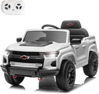 Licensed Chevrolet Colorado Electric Car for Kids, 12V Ride on Toys for Toddlers with Remote Control, Battery Powered Electric Car Ride On Vehicle w/Bluetooth, Soft Start, LED Lights - White