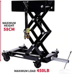 Low Profile Transmission Jack, 450 LBS Heavy Duty Alloy Steel Transmission Lift, 7-23 Inch Lifting Range with 2M Safety Straps & 4 Lockable Swivel Brake Wheels, Car Truck Repair Service Jack, Red