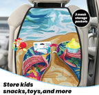 Summer Flip-Flops Car Seat Back Protectors 2 Pack – Large Kick Mats with Storage Pockets, Universal Fit for Most Vehicles