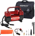 12V Heavy Duty Tire Inflator Metal Portable Air Compressor Pump | 6X Faster Inflation Dual Cylinders 150PSI Air Pump with Adapter for Car, RV,Pickup Truck, SUV, Van,Camper, Air Bed,Ball