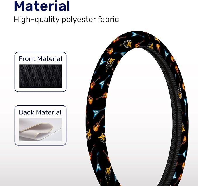 Guitarist Steering Wheel Cover, Non Slip Polyester Car Wheel Protector for Car SUV Truck, Universal 15 Inch