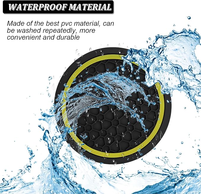 Mandark 2PCS Car Cup Holder Coasters, 2.75 Inch Non-Slip Insert Water Bottle Holder Pads, Dustproof Automotive Interior Accessories Mat, Universal for Vehicles, Trucks, RVs and More(Black/Yellow)