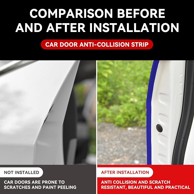 Car Door Edge Guards, 16Ft Universal U Shape Door Edge Protector Guard, Aluminum Boat Edge Guards, Car Decoration Accessories for Most Cars (Blue)