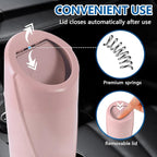 Mini Car Trash Can with Lid, Portable Garbage Can for Car, Leakproof Cup Holder Automotive Garbage Bin with 2 Rolls of Trash Bags, Small Trash Storage Can for Car Home Office(Pink)