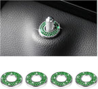 4 Pcs Bling Car Inner Door Lock Covers, Crystal Pull Rod Bolt Stickers, Sparkly Rhinestones Auto Door Bolt Decorations, Vehicle Lock Pin Cap Decors for C Class C200L GLC260 C260L (Green)