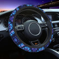Tie Dye Blue Purple Steering Wheel Cover Car Accessories Cute for Women Girls Girly Universal 15 Inch Neoprene Auto Interior Decor Anti Slip Car Truck Protector