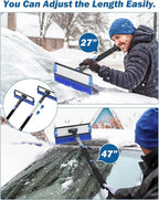 47.7″ Extendable Snow Brush and Ice Scraper, 270° Pivoting Snow Scraper Brush for Car Windshield, Telescoping Ice Scraper, Foam Grip, Heavy Duty Snow Remover for Cars, Trucks, SUV (Black)