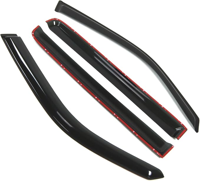 WD2-242 Dark Smoke 4 Pcs Set Window Visor (Outside Mount) Deflector Rain Guard Compatible with 2009-2015 Honda Pilot