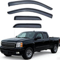 Window Visors Rain Guards for 2014-2018 Chevrolet(Chevy) Silverado & GMC Sierra 1500/2500HD/3500HD Extended Cab, Tape On Outside Mount Wind Deflectors Vent Shades Dark Smoke, 4PCS Set