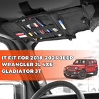 Sun Visor Organizer Compatible with Wrangler JL & JT 2018-2025, Driver's Side Front Tactical Visor Storage Molle Webbing Visor Storage, car Sunglasses Clip, Multi-Pocket