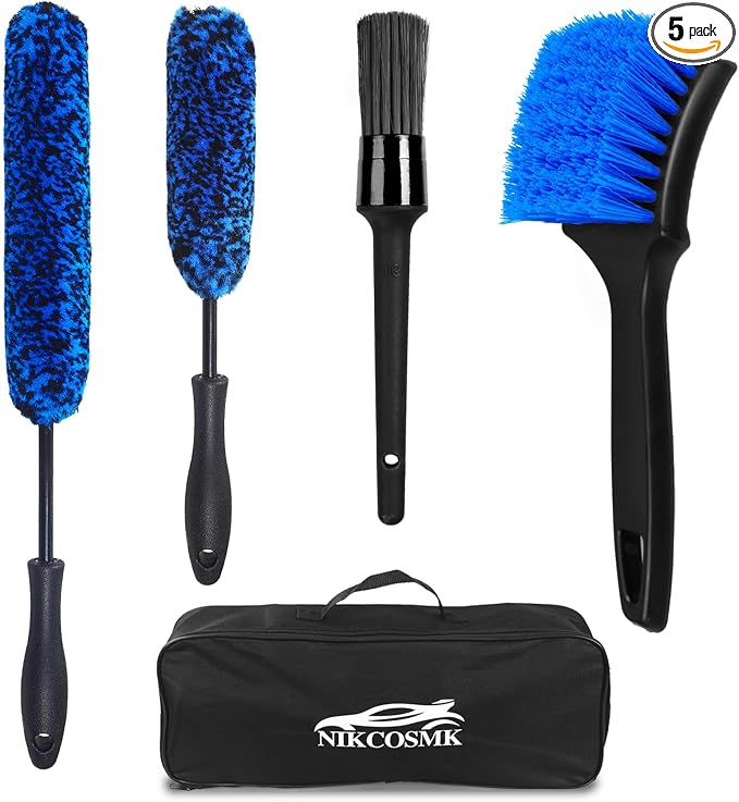 Wheel Brush, Wheel & Rim Cleaner Brush, Tire Brush, Wheel Cleaning Brush, Bendable & Durable Car Wheel Brush Set, Car Detailing Brushes, Wheel Brushes for Cleaning Wheels