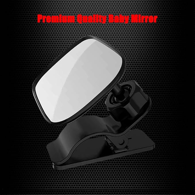 Clip On Car Baby Mirror, Adjustabe HD Glass Convex Wide Angle Interior Rearview Baby Rear Facing Mirror (Framed Rectangle, Small, 3.5" X 2.2")
