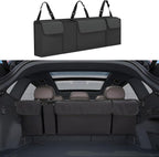 Car Trunk Organizer, Backseat Hanging Large Storage with Adjustable Straps,Waterproof PVC Collapsible Cargo Bag, Car Interior Accessories for Auto SUV MPV (Black)