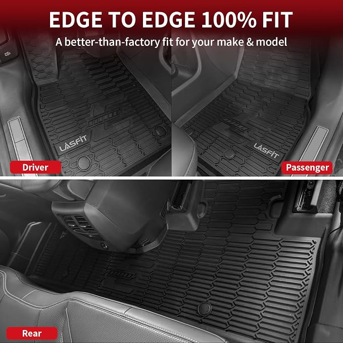 Floor Mats and Trunk Mat for Ford Mustang Mach-E 2026 2025 2024 2023 2022 2021 (Cargo Floor in Top Position) All Weather TPE Car Liners, 1st & 2nd Row & Cargo Liner, 4pcs Black