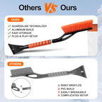 27" Heavy Duty Snow Brush and Ice Scraper | Scratch-Free Bristle Head & Detachable Scraper with Aluminum Body and Ergonomic Grip | Snow Removal Winter Car Accessories