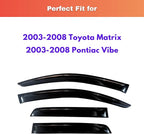 KPY Rain Guards Fit for 2003-2008 Toyota Matrix, Out-Channel Window Visors Vent Wind Deflectors 4PC, Car Accessories for 2003-2008 Pontiac Vibe