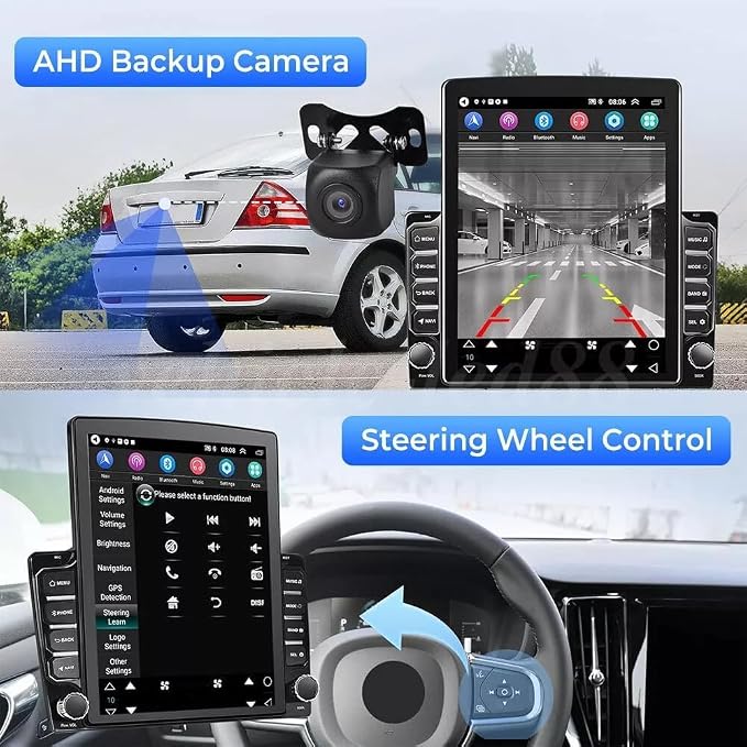Double Din Car Radio Stereo for 2009-2014 Ford E-250 E-150 E-350 Radio 9.7 Inch Touch Screen with Wireless CarPlay/Android Auto Head Unit GPS Bluetooth FM/RDS SWC Backup Camera