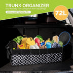 Trunk Organizer for SUV, Car Organizer, Collapsible Trunk Organizer for Car, Non-Slip Storage Organizer for Sedans, Van, Jeep, Grocery, Large 4 Compartments, Black Grid 32"×13"×12"