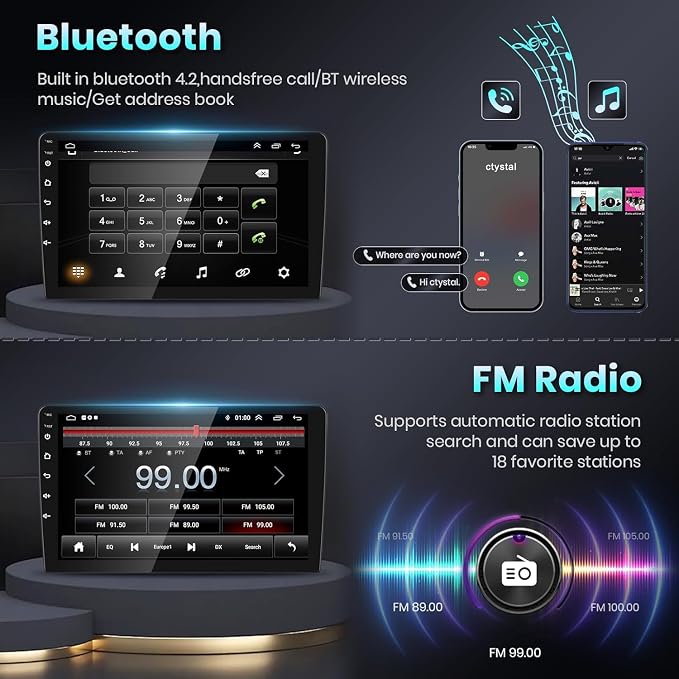 Radio for Honda Civic 2006 2007 2008 2009 2010 2011 Car Stereo with Wireless CarPlay Android Auto 10.1 Inch 1080P Touchscreen 5G WiFi DSP EQ GPS Bluetooth RDS FM Camera 4Core 64G