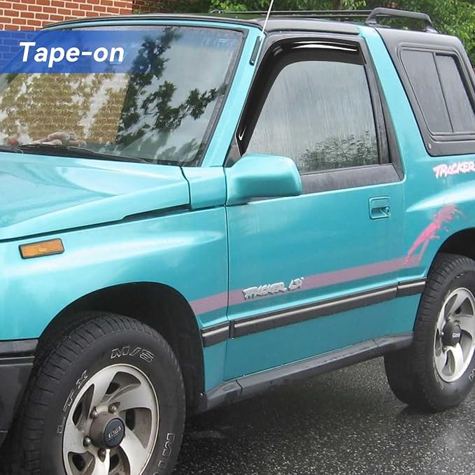 Window Visors Rain Guards for 1998-2004 Chevy Tracker Convertible SUV, Out-Channel Window Vent Wind Deflectors Visors Shades for 98-04 Tracker 2Dr
